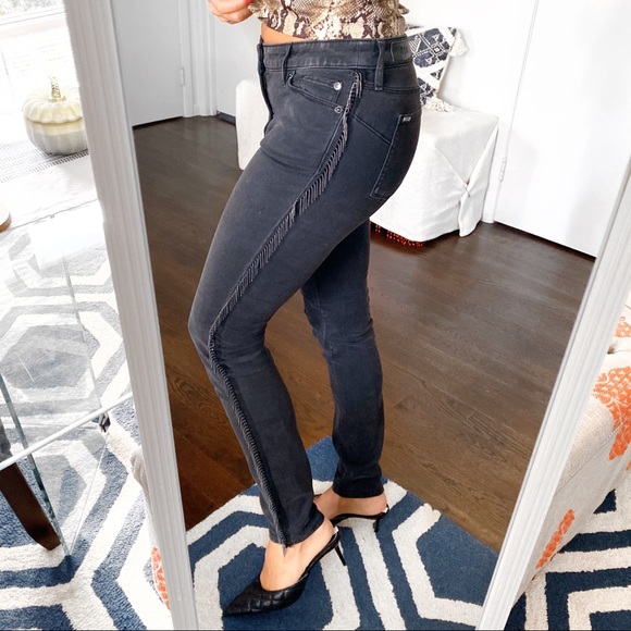 👖 ARMANI EXCHANGE SUPER SKINNY LIFT-UP BLACK WASHED DENIM SIDE FRINGE JE… - Picture 3 of 8